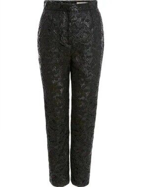 ALEXANDER MCQUEEN Lacquered Lace Slim Pants Trousers Black IT 42 US 6 Org $2,490